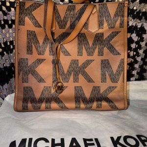 Michael Kors Tan and Brown Logo Tote